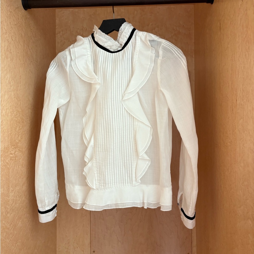 Elegant White Ruffled Blouse